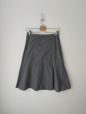 Aritzia Babaton Gingham Wrap Skirt Black White Midi Skirt Cotton Flare Size 8